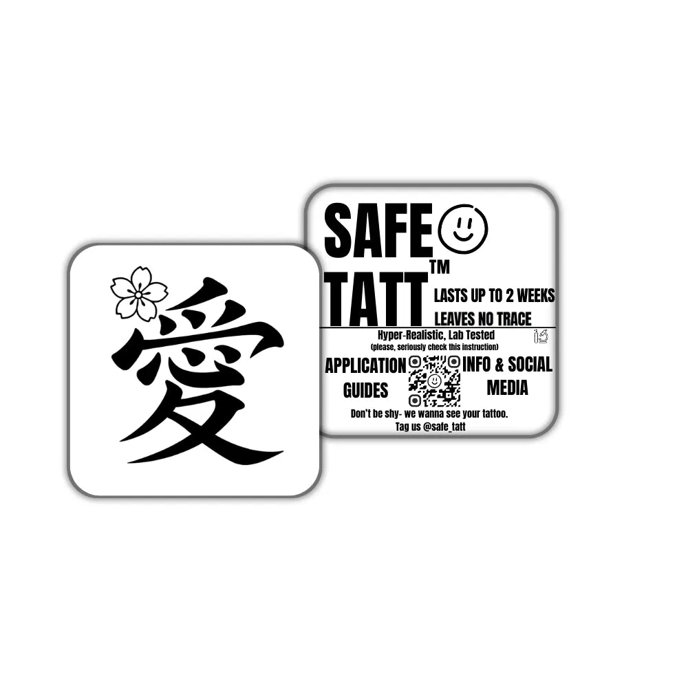 Love Kanji semi-permanent tattoo by SafeTatt