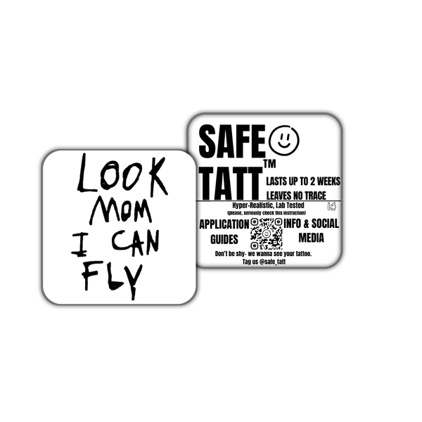 Look Mom I Can Fly semi-permanent tattoo by SafeTatt