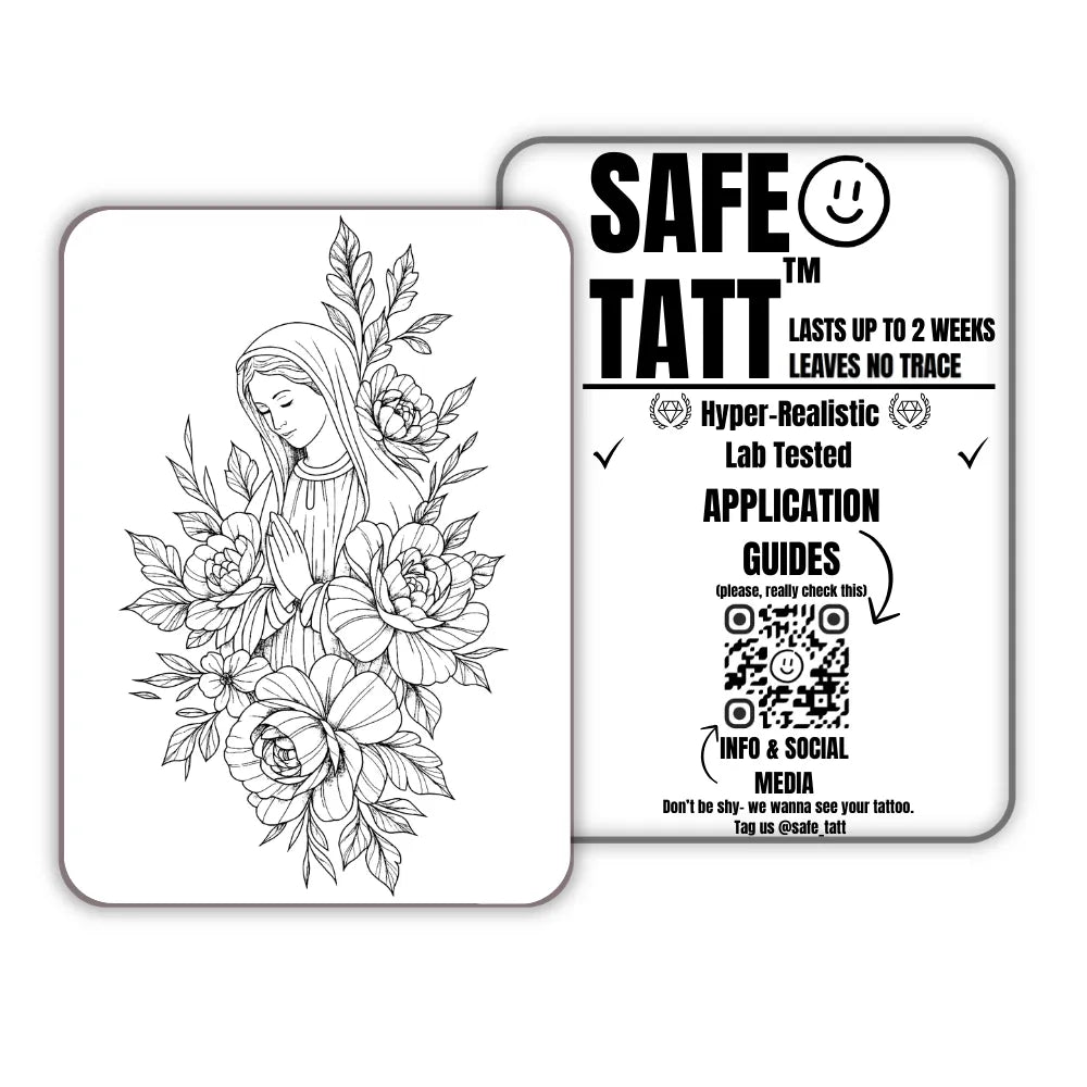 Floral Prayer semi-permanent tattoo by SafeTatt