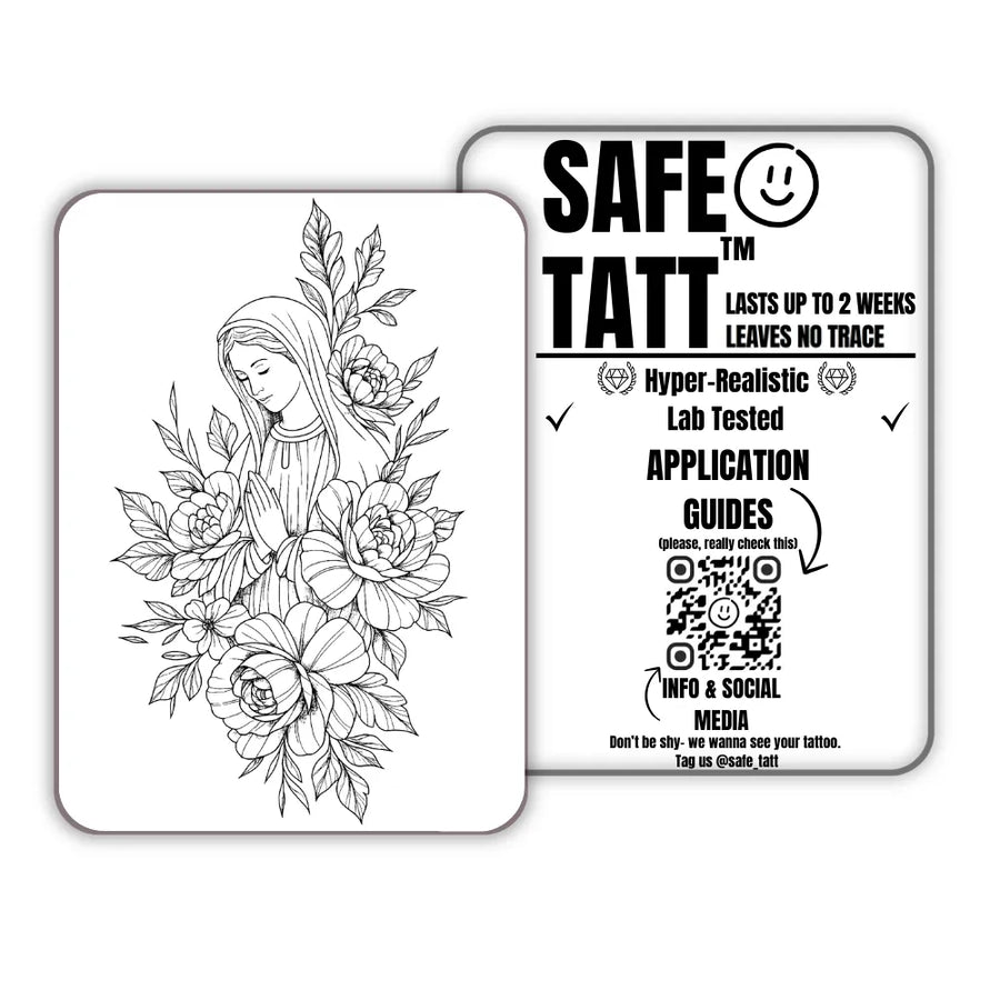 Floral Prayer semi-permanent tattoo by SafeTatt