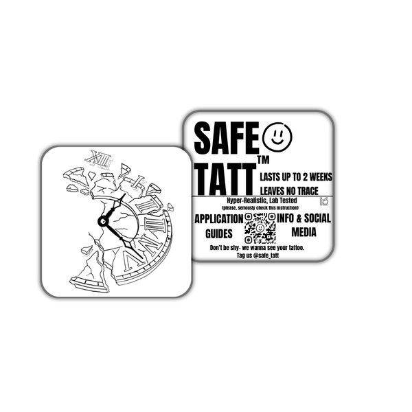 Shattered Time semi-permanent tattoo by SafeTatt