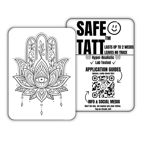 Sacred Hamsa semi-permanent tattoo by SafeTatt