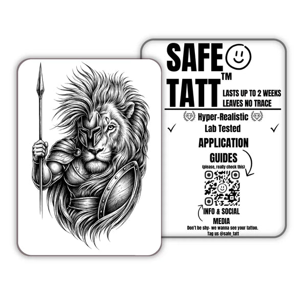 Lion Warrior semi-permanent tattoo by SafeTatt