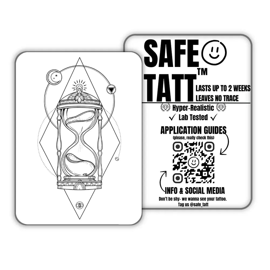 Sacred Hourglass semi-permanent tattoo by SafeTatt