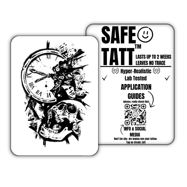 Shattered Time semi-permanent tattoo by SafeTatt
