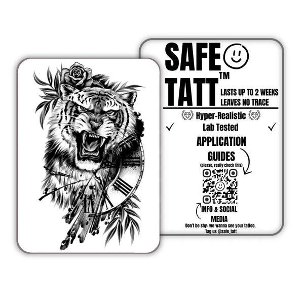 Tiger Clock semi-permanent tattoo by SafeTatt
