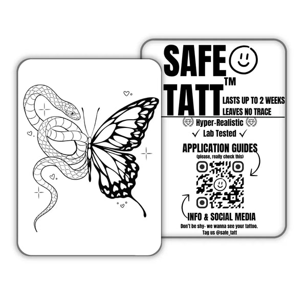 Snake and Butterfl semi-permanent tattoo by SafeTatt
