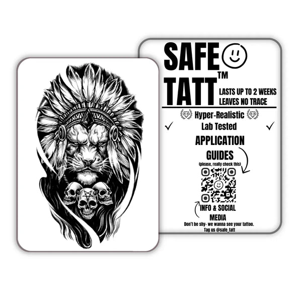 Tribal Lion semi-permanent tattoo by SafeTatt