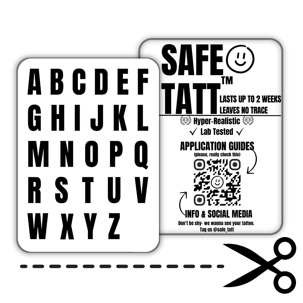 Ink Alphabet semi-permanent tattoo by SafeTatt