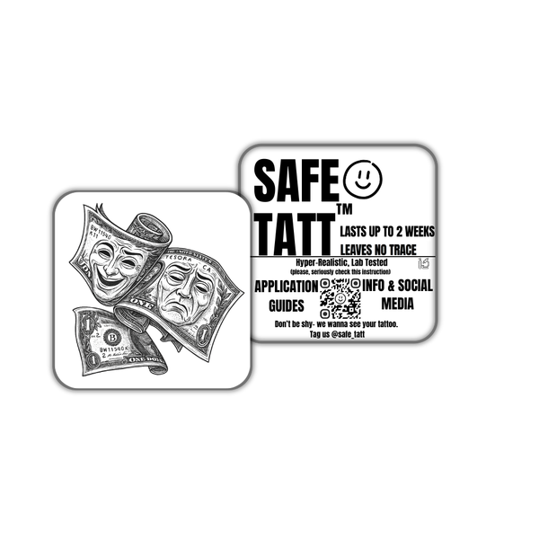 Money & Masquerade semi-permanent tattoo by SafeTatt