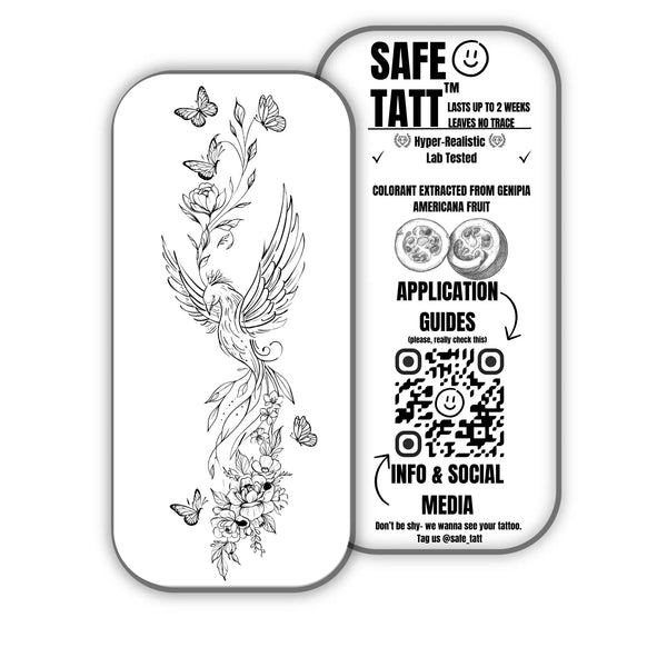 Floral Phoenix semi-permanent tattoo by SafeTatt