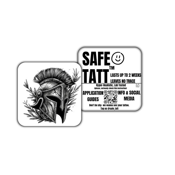 Spartan Helmet semi-permanent tattoo by SafeTatt