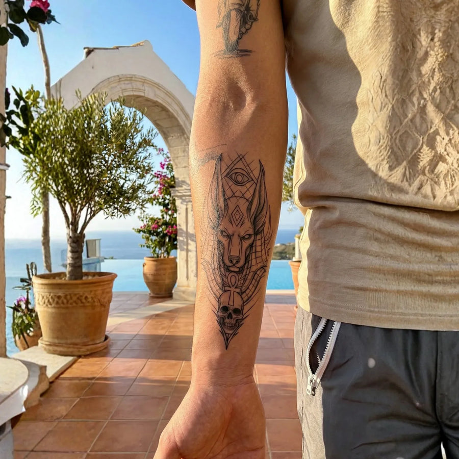 Mystic Anubis semi-permanent tattoo by SafeTatt