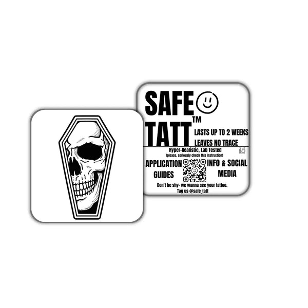 Coffin Skull semi-permanent tattoo by SafeTatt