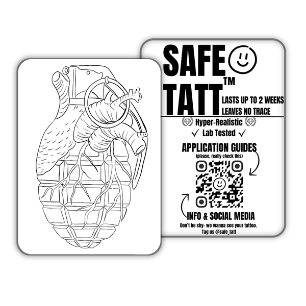 Heart Grenade semi-permanent tattoo by SafeTatt