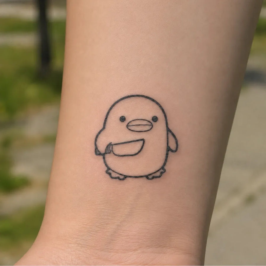 Killer Penguin semi-permanent tattoo by SafeTatt
