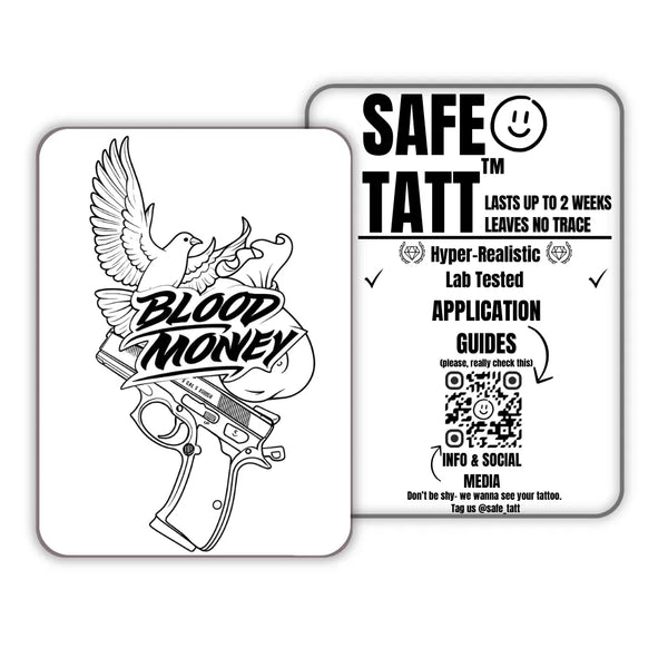 Blood Money semi-permanent tattoo by SafeTatt