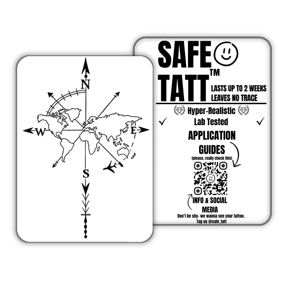World Compass semi-permanent tattoo by SafeTatt