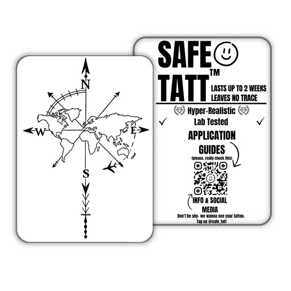 World Compass semi-permanent tattoo by SafeTatt