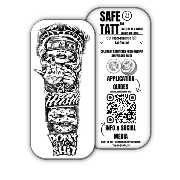 Blind Hustle semi-permanent tattoo by SafeTatt